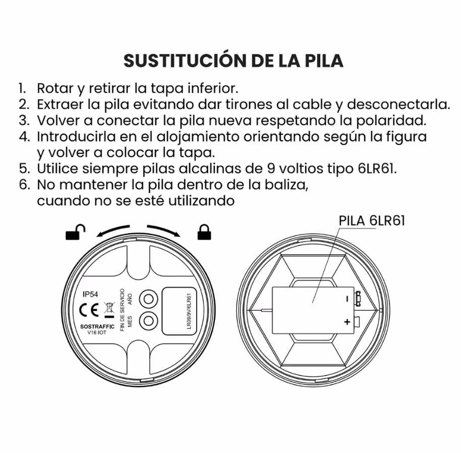 sustitucion pila baliza v16